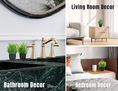 Der Rose 4 Pack Mini Fake Plants in Black Pots, 7" Bathroom & Desk Decor - color: Green