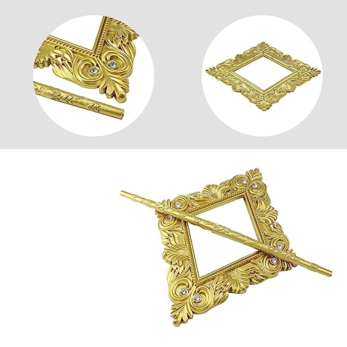 2 Pack Gold Rhombus Curtain Tiebacks, Square Drapery Holdbacks - style: 8 Crystals Gold