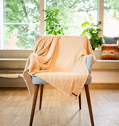 Cashmere Blanket – Hand Woven 100% Cashmere Wool Throw Blanket, 135 x 270 cm – Plain Cozy, and Soft Blanket for Bed, Sofa, or Couch - Made in Nepal - color: Brown