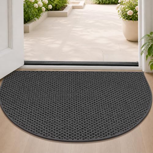 Dirt Trapper Door Mat 24" x 36", Non-Slip, Half Circle, Dark Grey - color: Dark Gray, size: 24" x 36"(Semicircular)
