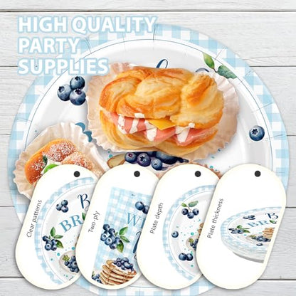 96Pcs Blueberry Baby Brunch Party Decorations for Baby Shower Serves 24 - style: Blueberry Muffin Baby Shower Plates