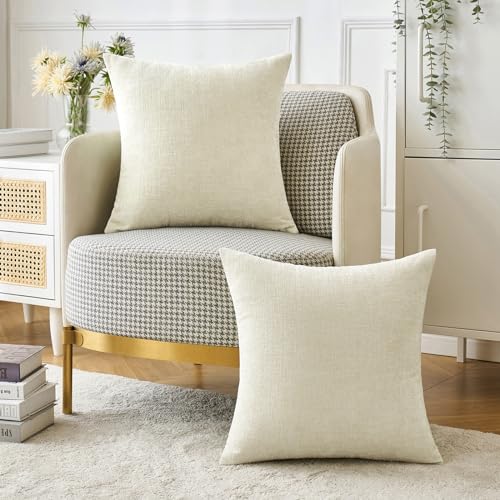 MIULEE Soft Chenille Throw Pillow Covers Cream 16x16 Inch Pack of 2 - color: Cream, size: 16" x 16" (Pack of 2)