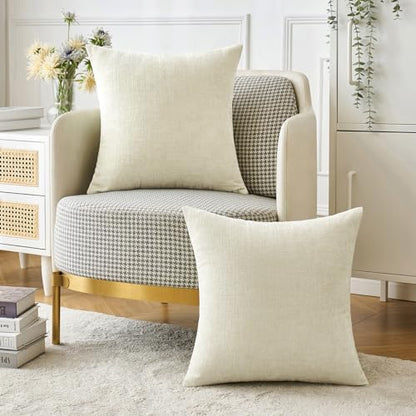 MIULEE Soft Chenille Throw Pillow Covers Cream 16x16 Inch Pack of 2 - color: Cream, size: 16" x 16" (Pack of 2)