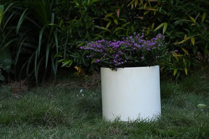 Kante Small Round Cylinder White Concrete Planter 9.8" Tall, Outdoor - color: Pure White, size: 9.8" Dia