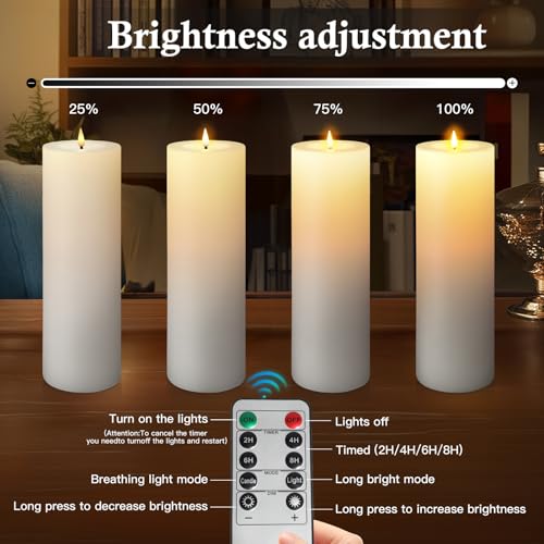 12"×4" Large Outdoor Flameless LED Candles, IP45 Waterproof, White 2 Pack - color: White, size: 12 X 4in-2Pack