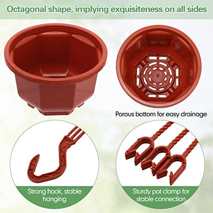 Roshtia 24 Pcs Hanging Planter Pot with Hook, Brown, 6.7 Inch - color: Brown, size: 6.7 Inch