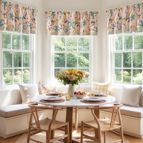 jinchan Floral Linen Window Valance Curtain, 50x18, 1 Panel, Pink - color: Averie | Blush Pink, size: 50"W x 18"L (Pack of 1)