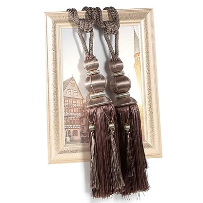 Paired Lantern Single Hanging Ball Tassels Curtains Buckle Sling Binding Lantern Tiebacks Handcrafted Braided Buckle Drapery Curtain Holdbacks Window Treatments for Home 2 Pack - color: Brown, size: 11.81 inches