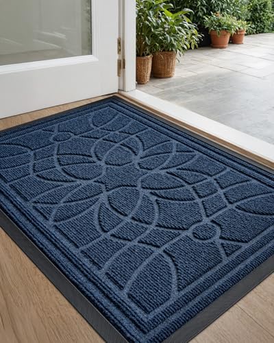 DEXI Front Door Mat Outside Entrance 24x36, Heavy Duty Non Slip, Blue - color: Blue, size: 24" X 36" (Rectangular)