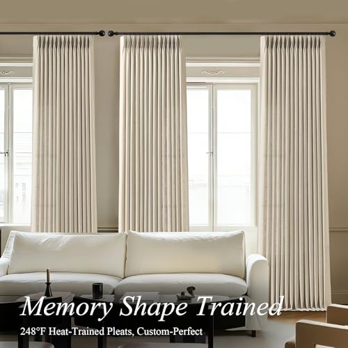 AUSSPVOCT 90 Inch Curtains Pinch Pleated Linen-Like Drapes 2 Panel Set - color: Burlywood Birch, size: 40"W x 90"L (Pack of 2)