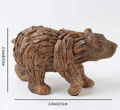 Hymmah Brown Bear Statue Home Decor Statue Rustic Home Decorations for Living Room, Boho Sculpture Resin Animal Collectible Figurines for Indoor Decor (B-Brown) - style: brown bear