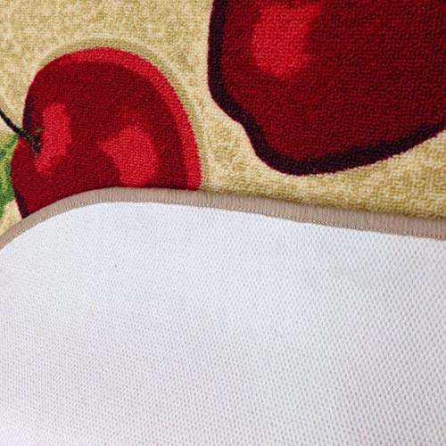 Half Round Skid Resistant Kitchen Mat Latex Backing Red Apple Area Rugs Machine Washable Half Cricle Doormat Bathroom Foot Pads Slice (1'6x2'6)