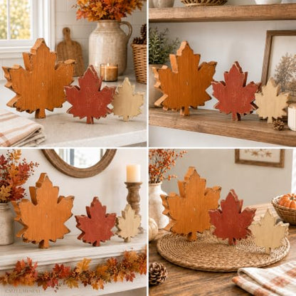 Wooden Leaves Fall Decor, Fall Decorations for Home - style: Maple