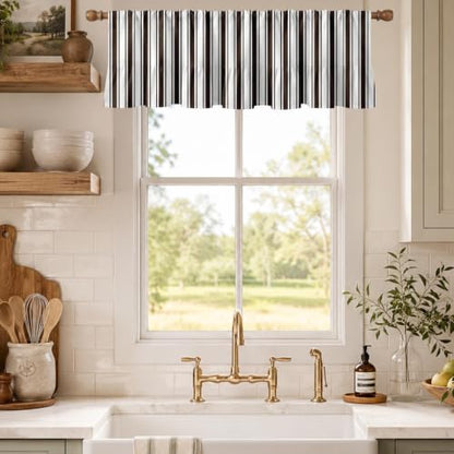 Emvency Valances for Windows, Line Ruffle Hem, 2 Pack 52x18 Inch, Striped - color: Brown