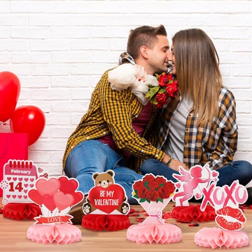 Valentine Table Centerpiece, 10Pcs Pink Heart Table Topper Decor - style: Valentines Day Style