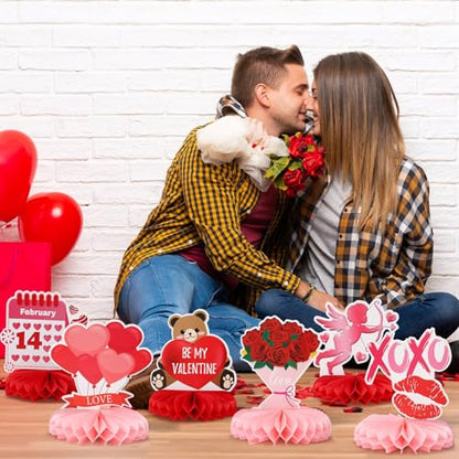 Valentine Table Centerpiece, 10Pcs Pink Heart Table Topper Decor - style: Valentines Day Style