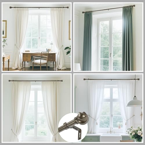 LLPJS Curtain Rods 16-76", 1 in Adjustable Brown Rod with Finials, 1 Pack - color: Brown, size: 16" to 76" - 1 pack