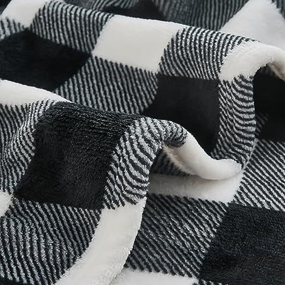 BEDELITE Buffalo Plaid Flannel Fleece Throw Blanket for Couch - color: Black & White Buffalo, size: Throw(50"x60")