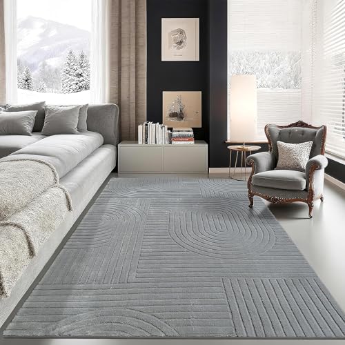 5x7 Solid Grey Area Rugs for Living Room, Washable Soft Bedroom Rug - color: Grey, size: 5' x 7' (Rectangular)