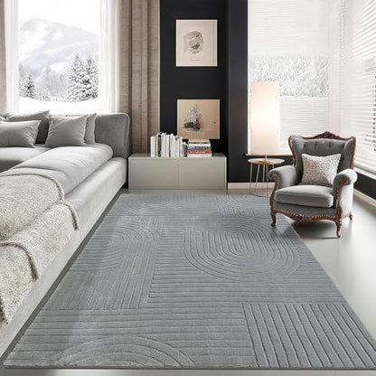 5x7 Solid Grey Area Rugs for Living Room, Washable Soft Bedroom Rug - color: Grey, size: 5' x 7' (Rectangular)