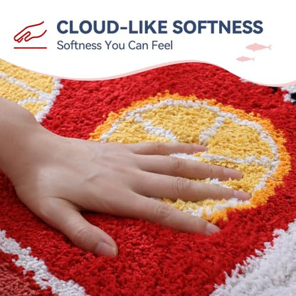 TRUEDAYS Sardine Bath Mat, Cute Bath Rugs for Bathroom 20x30 Inch, Red - color: Red, size: 20x30 inches (Rectangular)