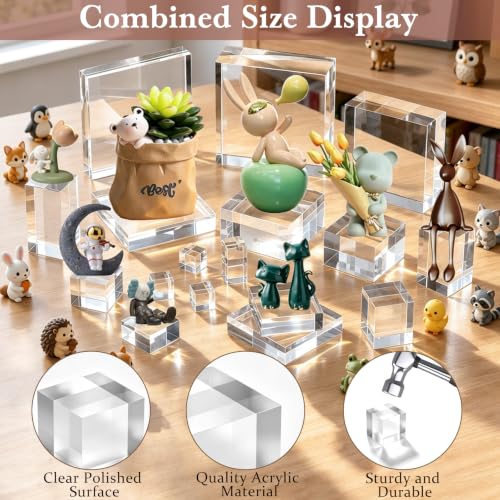 SAMYUCHO 4 Pcs 5 X 5 X 2 Inch Acrylic Blocks, Clear Square Acrylic Base - size: 5 X 5 X 2" 4pcs