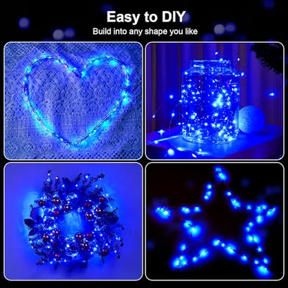 Ariceleo 1 Pack 16.4ft Battery Operated String Lights with Timer, Blue with Synchronized Twinkle Mode, Fairy Lights Battery Powered, 50 LEDs, Idea for Christmas Bedroom Party Wedding - color: Blue, size: 1 Pack-Upgrade