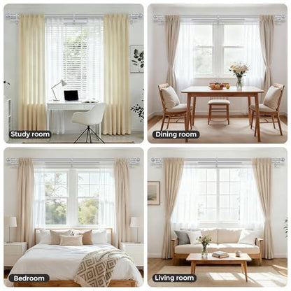 Double Curtain Rod 36-76 Inch, Adjustable Crystal Dual Rod, Silver - color: Silver, size: 36"-76"