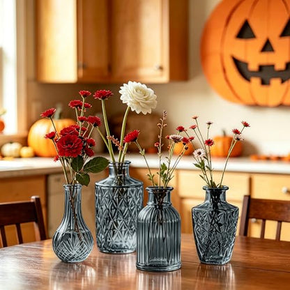 Glass Bud Vases in Bulk Small Mini Black Vase for Flowers 17pc - color: Black