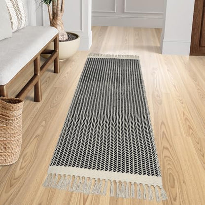 Lahome Boho Bathroom Runner Rug, 2x6 Washable Rugs for Kitchen Hallway - color: Black, size: 2' x 6' (Runner)