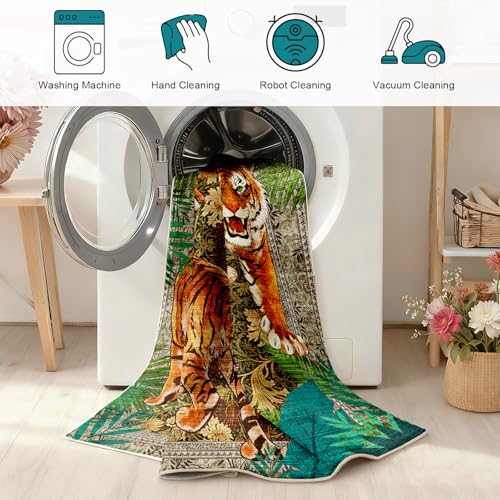AooHHooA Tiger Area Rug 5x7, Tiger Rugs for Living Room Green - color: Tiger-1, size: 5' x 7' (Rectangular)
