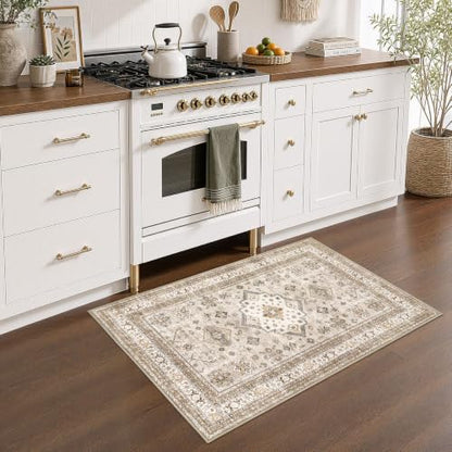 cotiled 3x5 Area Rug for Living Room, Washable, Traditional, Beige - color: Beige, size: 3' x 5' (Rectangular)