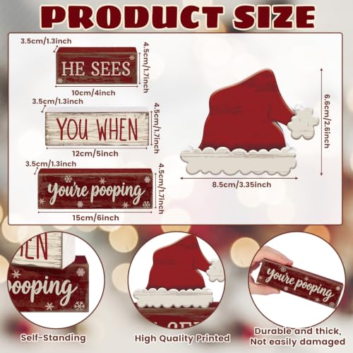 Moucuny 4 Pcs Christmas Bathroom Decorations, Funny Christmas Wooden Signs - style: Christmas Bathroom