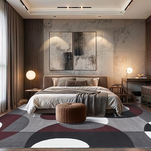 Rugshop Circles Modern Soft Living Room Bedroom Area Rug Burgundy 9' x 12' - size: 9' x 12' (Rectangular)