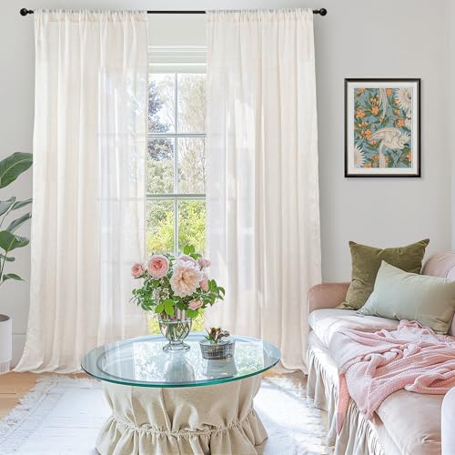 BGment Linen Curtains for Living Room 38X84 Inch Length, Semi Sheer Drapes - color: Linen, size: 38"W x 84"L (Pack of 2)