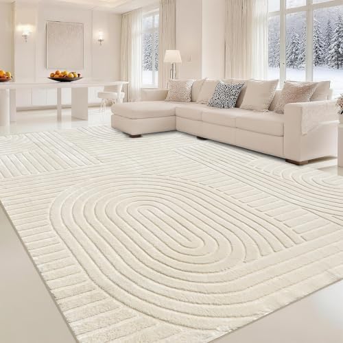 Beige Solid Area Rug 8x10, Washable Rugs for Living Room Bedroom - color: Light Beige, size: 8' x 10' (Rectangular)