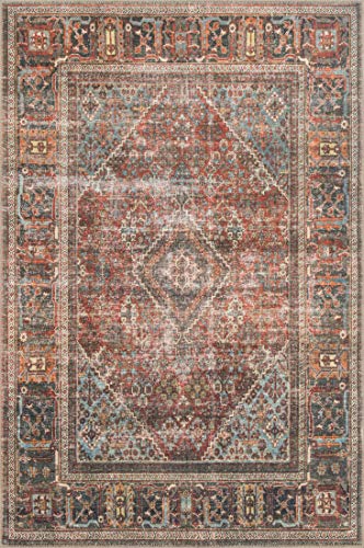 Loloi Loren Brick/Midnight 3'-6" x 5'-6" Accent Rug - color: Brick / Midnight, size: 3'6" x 5'6" (Rectangular)