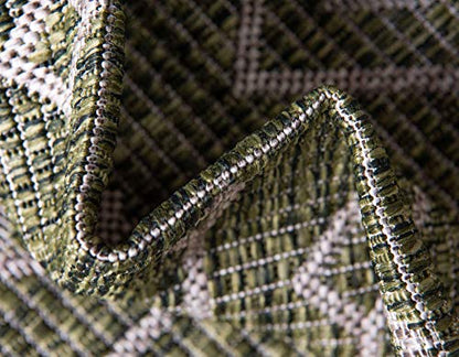 Unique Loom Outdoor Trellis Collection Area Rug - Tribal Trellis (2' x 6' 1" Runner, Green/ Natural) - color: Green/Natural, size: 2' x 6'1" (Runner)