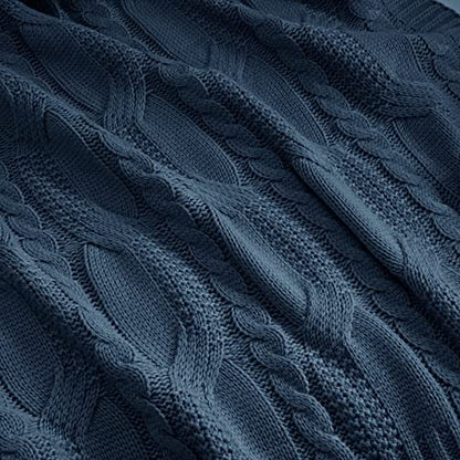 Aormenzy Knit Throw Blanket, Dark Slate Blue, 50" x 60" - color: Dark Slate Blue, size: 50" x 60"