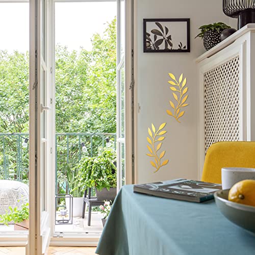 Zhengmy 2 Pcs Metal Leaf Wall Art Vine Branch Decor,Gold - color: Gold