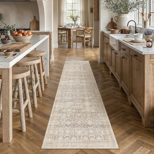 Beige 2x10 Runner Rug Neutral Distressed Carpet - color: Accent | Beige, size: 2' x 10' (Runner)