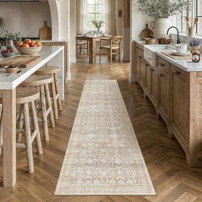 Beige 2x10 Runner Rug Neutral Distressed Carpet - color: Accent | Beige, size: 2' x 10' (Runner)