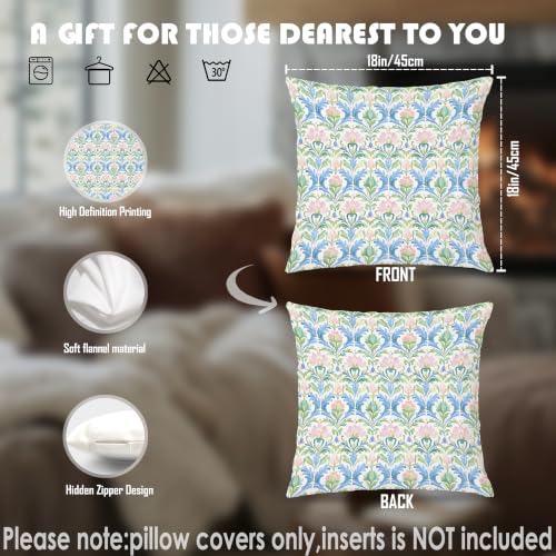 Grandmillennial Pink Blue Green Pillow Covers 18x18 Set of 2 - color: Blue Pink and Green-8, size: 18" x 18" (Pack of 1)
