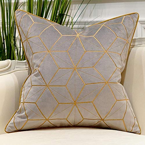 Avigers Throw Pillow Cover 20 x 20 Inch, Grey Gold, Velvet, Hidden Zipper - color: Grey,gold, size: 20" x 20" (Pack of 1)