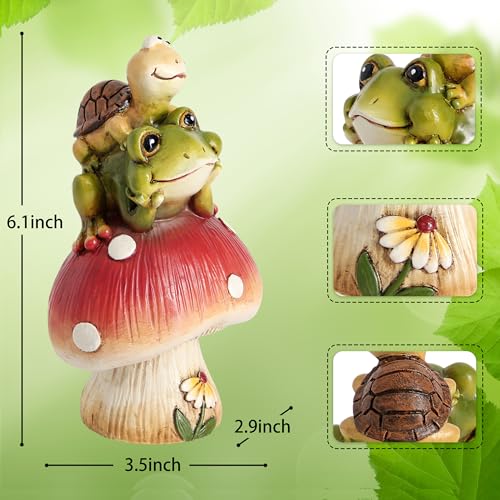 Frog Garden Decor Mushroom Figurine,Outdoor Garden statue Yard Art Ornament - color: Green