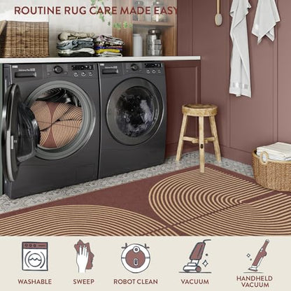 Lahome Modern Rainbow Easy Jute 2x6 Runner Rug, Red Kitchen Runner - color: Red Rainbow, size: 2' x 6' (Runner)
