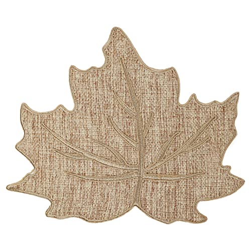 Feuille Fall Placemats Set of 4 – Leaf Placemats for Thanksgiving Harvest Natural Color Burlap, Polyester Autumn Placemats for Fall Decorations - style: Leaf