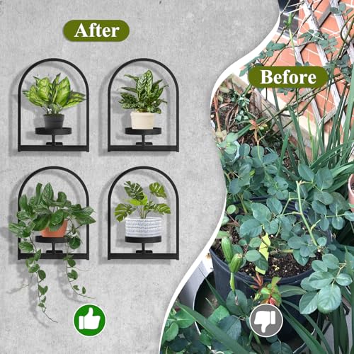 2 Pack Wall Plant Holders, Metal Window Planters Shelves, Black - color: Black 2 Pack