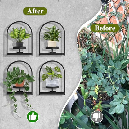 2 Pack Wall Plant Holders, Metal Window Planters Shelves, Black - color: Black 2 Pack