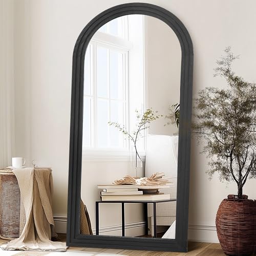 71x32 Arched Full Length Mirror, Solid Wood 3 Layer Frame, Black - color: Black-3 Layer-ar Frame, size: 71"L x 32"W
